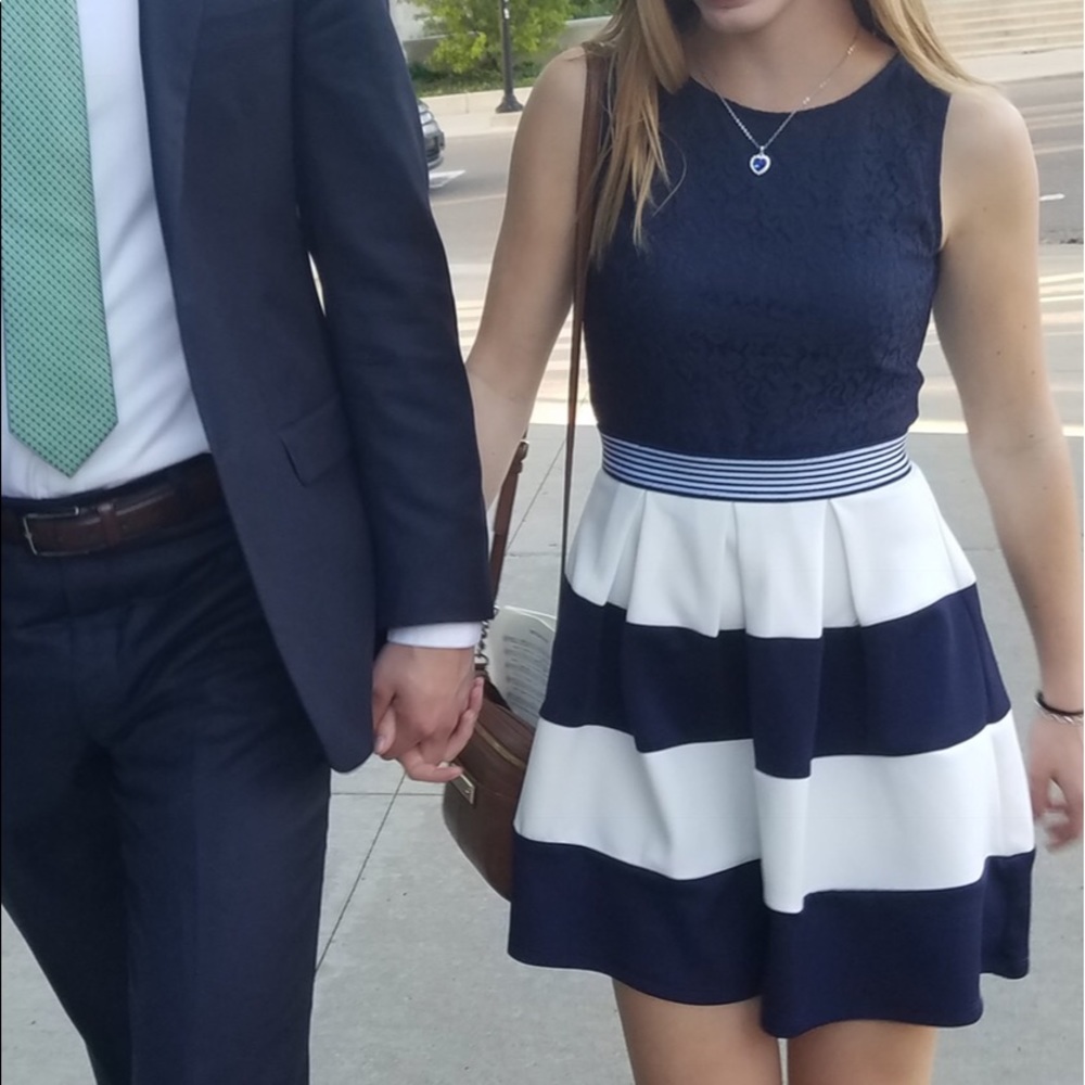Navy and White Dress